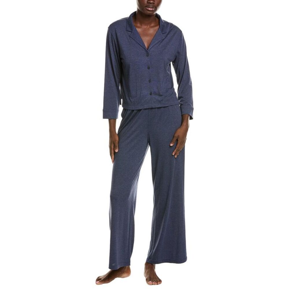 Natori Womens  2Pc Shangri-La Notch Pajama Set, Navy
